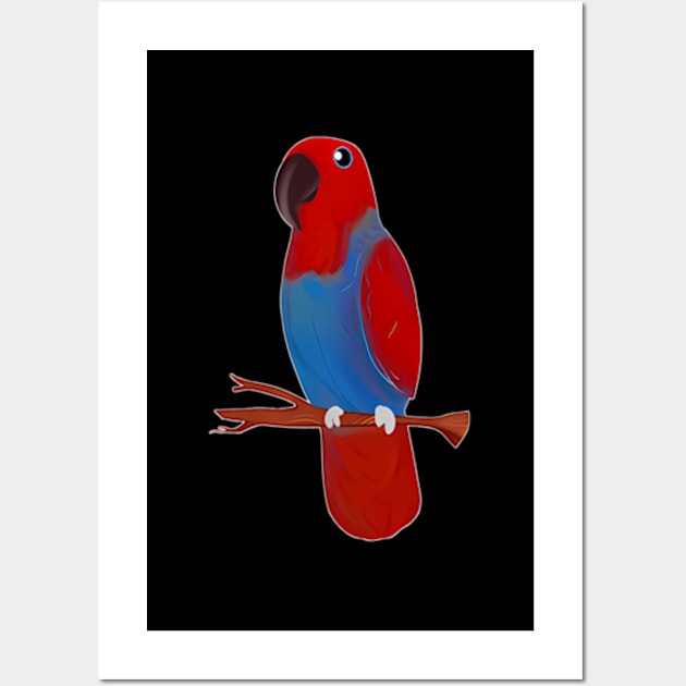 Red Eclectus Parrot Bird Drawing Wall Art by Sink-Lux